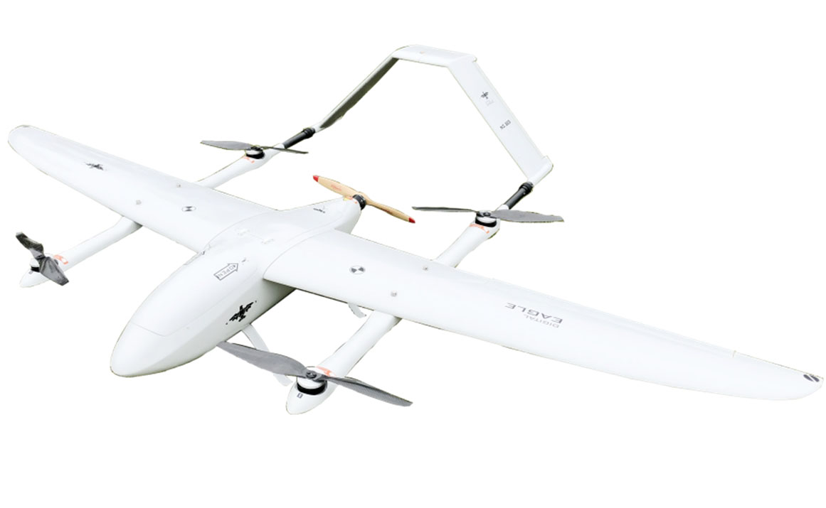 Гибридный дрон вертикального взлета и посадки с неподвижным крылом